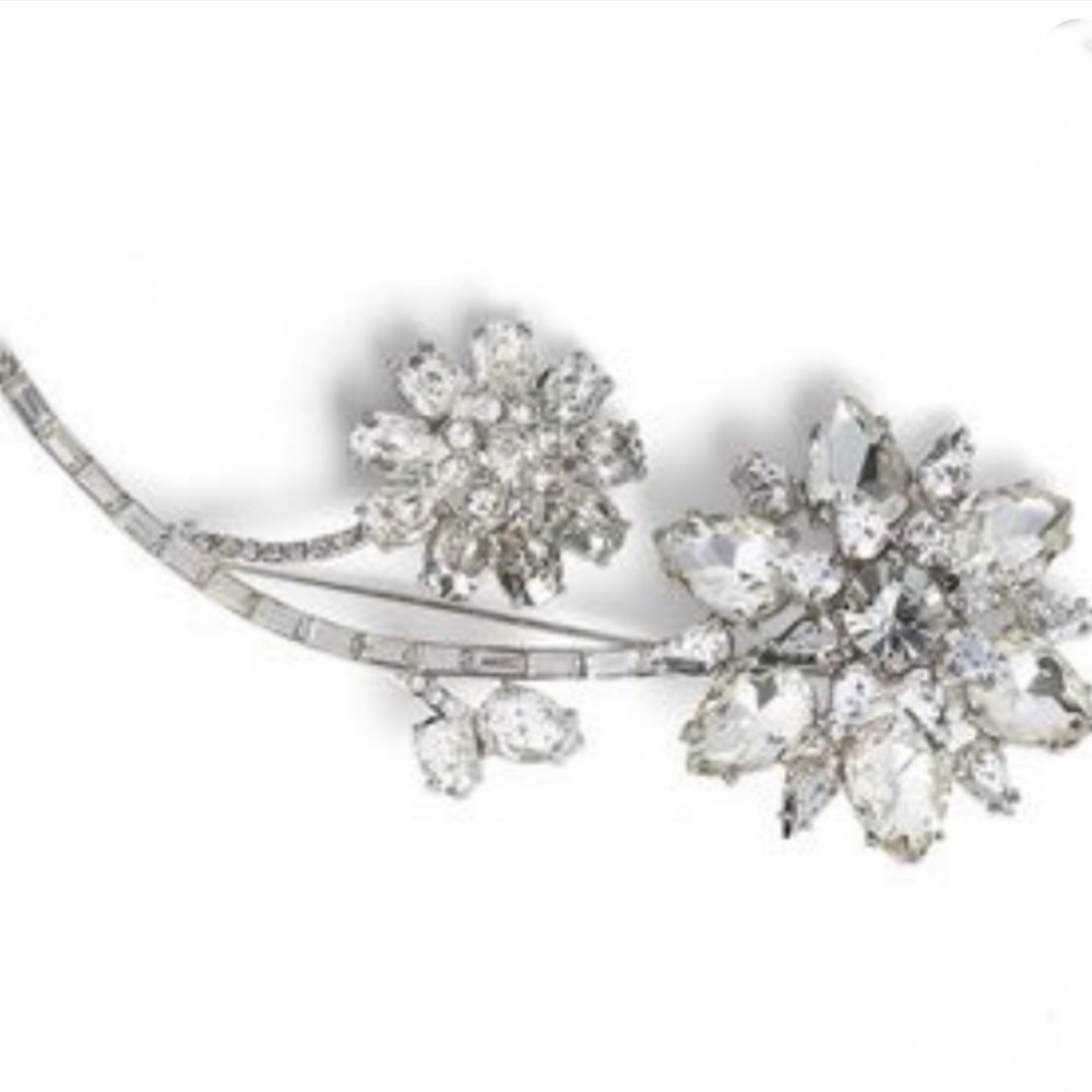 $198 Kate Spade Trellis Blooms Large Crystal Brooch clear